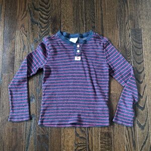 abercrombie kids Boys XXS (7/8) Red/Blue Striped Waffled Knit Long/Sleeve Henley